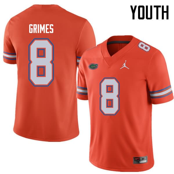 Youth NCAA Florida Gators Trevon Grimes #8 Stitched Authentic Jordan Brand Orange College Football Jersey CTM3665SY